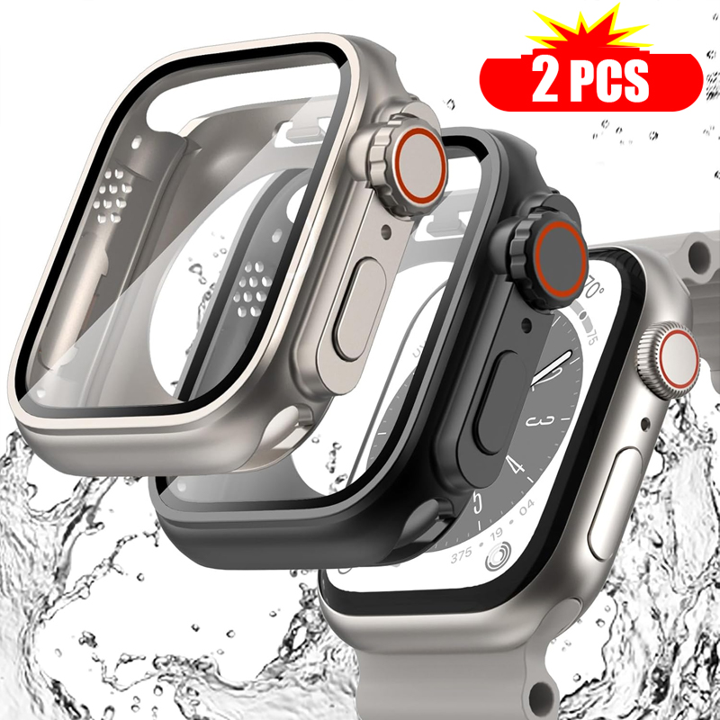 Watch Case Bumper - 2 Stuks Gehard Glas + Hoes