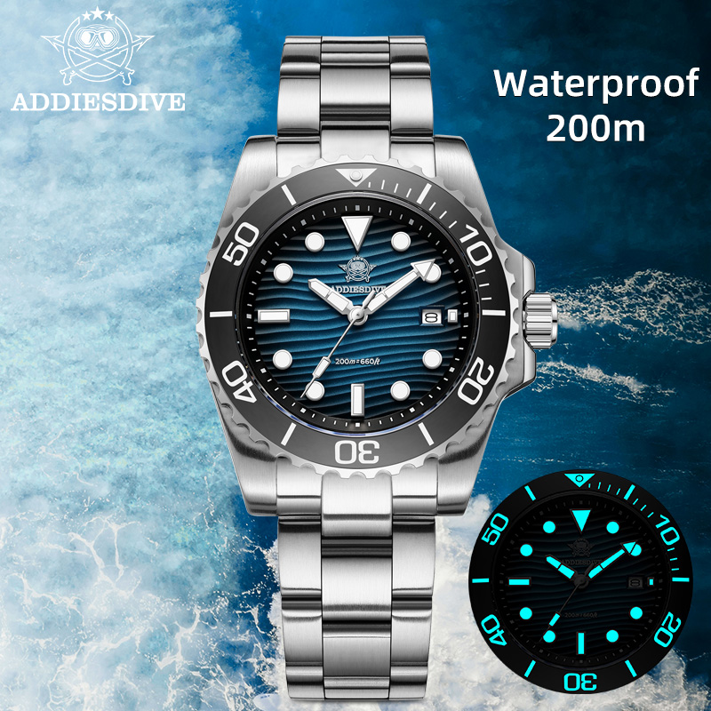 Accessories With Watch - Addiesdive Heren 2115 Quartz Horloge Zand